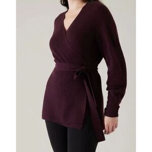 Athleta Women’s XXS Plum Wrap Sweater Long Sleeve Belted Cardigan